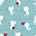 Seamless pattern with cute Cupids. Royalty Free Stock Photo