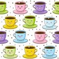 Seamless pattern with cute cups