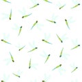 Seamless pattern with cute cute dragonflies