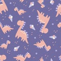 Seamless pattern of cute dinosaurs with icecream. Perfect for kids design, fabric, wrapping, wallpaper, textile, home decor