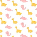 Seamless pattern with cute dinosaurs. kids prit with dino. Royalty Free Stock Photo