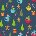 Seamless pattern with cute dragons Christmas design. Chinese New Year background with dragons for 2024