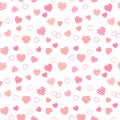 Seamless pattern of cute drawn hearts. Gentle romantic background for Valentine`s Day. Suitable for fabric, wallpaper, wrapping pa Royalty Free Stock Photo