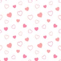 Seamless pattern of cute drawn hearts. Gentle romantic background for Valentine`s Day. Suitable for fabric, wallpaper, wrapping pa Royalty Free Stock Photo