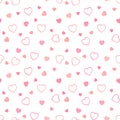 Seamless pattern of cute drawn hearts. Gentle romantic background for Valentine`s Day. Suitable for fabric, wallpaper, wrapping pa Royalty Free Stock Photo