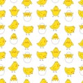 Seamless pattern with cute Easter chicks. Easter textile Royalty Free Stock Photo