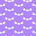 Seamless pattern with cute envelope and flying wings