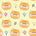 Seamless pattern of cute face cat pastel with flower and leaf background.Pet animal Royalty Free Stock Photo