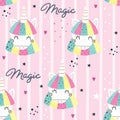 Seamless pattern with cute fairy unicorns heads. Perfect for kids apparel,fabric, textile, nursery decoration,wrapping paper. Royalty Free Stock Photo