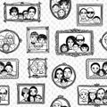 Seamless pattern of cute family portraits