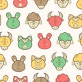 Seamless pattern with cute farm animals Royalty Free Stock Photo