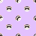 Seamless pattern with cute ferret muzzle. Vector flat design illustration. Royalty Free Stock Photo
