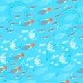 Seamless pattern with cute fish.