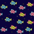 Seamless pattern with cute fishes Royalty Free Stock Photo