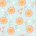 Seamless pattern with Cute flowe print. Congratulatory card. Vector print