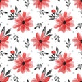 Seamless pattern with cute flower on white background