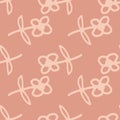 Seamless pattern with cute flowers on warm pink background. Simple style. Doodle floral wallpaper Royalty Free Stock Photo