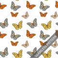 Seamless pattern with cute fluttering butterflies