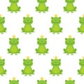Seamless pattern with cute frogs and crowns vector illustration Royalty Free Stock Photo