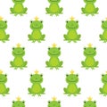 Seamless pattern with cute frogs and crowns vector illustration Royalty Free Stock Photo