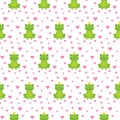 Seamless pattern with cute frogs and crowns vector illustration Royalty Free Stock Photo
