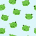 Seamless pattern with cute frogs. Vector background for kids Royalty Free Stock Photo