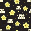 Seamless pattern of cute and fun popcorn Royalty Free Stock Photo