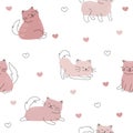 Seamless pattern with cute and funny cats. Vector illustration of a cat and kittens Royalty Free Stock Photo