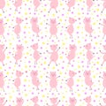 Seamless pattern with cute funny dancing pigs. vector illustration Royalty Free Stock Photo
