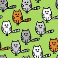 Seamless pattern with cute funny kittens. vector Royalty Free Stock Photo