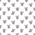 Seamless pattern with cute funny mouses in different poses in cartoon style. Royalty Free Stock Photo