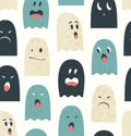 Seamless pattern with cute ghosts Spooks background