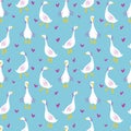 Seamless pattern with cute gooses