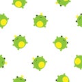Seamless pattern with cute green frogs and crowns vector illustration Royalty Free Stock Photo