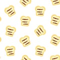 Seamless pattern of cute grill bread on white background.Minimal