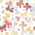 Seamless pattern with cute hand drawn butterflies.