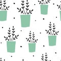 Seamless pattern with cute hand drawn flowes