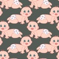 seamless pattern, cute hand-drawn tender babies in various poses, pastel shades, wallpapers