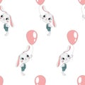 Seamless pattern with cute hares Royalty Free Stock Photo