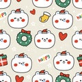 Seamless pattern of cute head polar bear in christmas concept background.New year winter