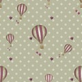 Seamless pattern hot air balloons on spots