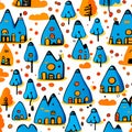 Seamless pattern with cute houses. Royalty Free Stock Photo