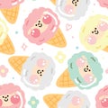 Seamless pattern of cute ice cream in sheep face on white background Royalty Free Stock Photo