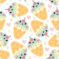 Seamless pattern of cute ice cream smile frog head with cherry on white background Royalty Free Stock Photo