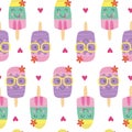 Seamless pattern with cute ice lolly