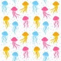 Seamless pattern with cute jellyfishes Royalty Free Stock Photo