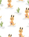 Seamless pattern with cute kangaroo, vector illustration Royalty Free Stock Photo