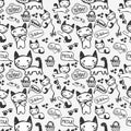 Seamless pattern with cute kitty