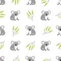 Seamless pattern with cute cartoon koala bears.