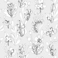 Seamless pattern. Cute leaves in a cartoon style